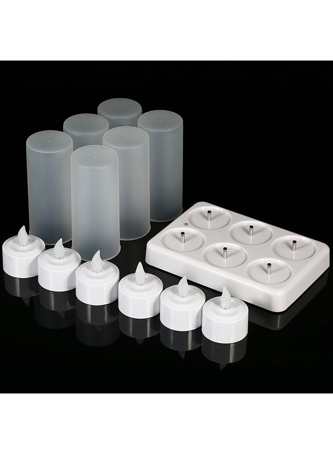 6 Piece Rechargeable LED Lights With Remote Control Frosted Cups White 0.48kg - Image 3