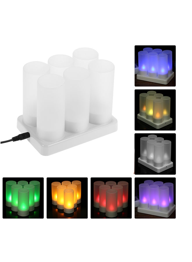 مجموعة شموع بإضاءة LED قابلة للشحن من 6 قطع على شكل أكواب ثلجية أبيض 0.48كيلوجرام  - Image 1