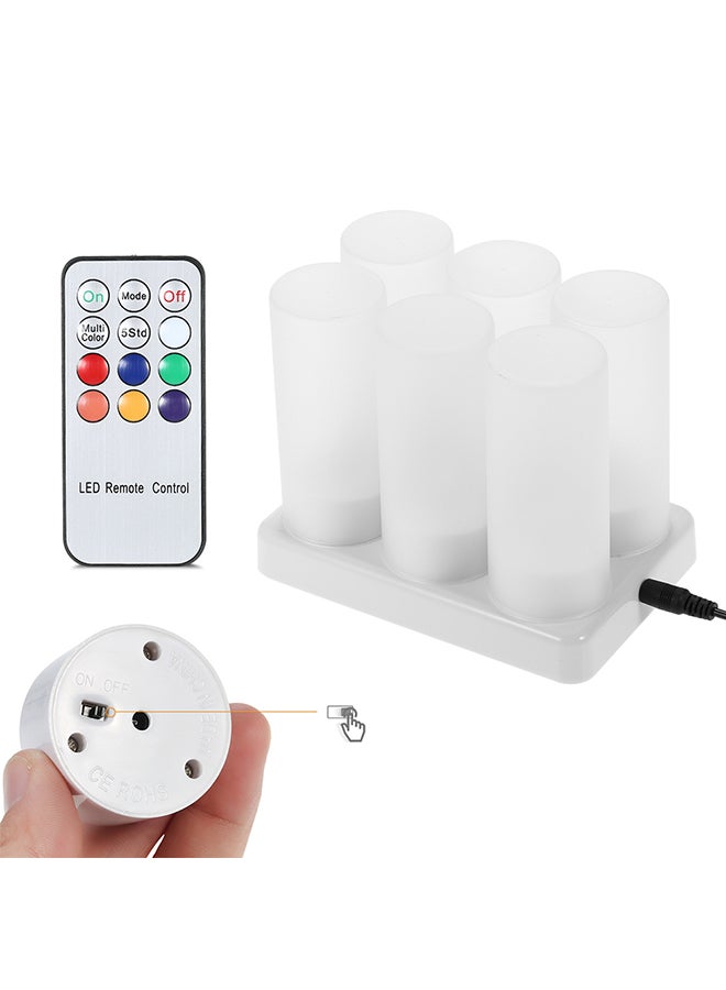 مجموعة شموع بإضاءة LED قابلة للشحن من 6 قطع على شكل أكواب ثلجية أبيض 0.48كيلوجرام  - Image 3