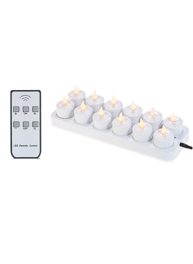 مصابيح LED قابلة لإعادة الشحن بتصميم كؤوس مصنفرة مكونة من 12 قطعة مع جهاز تحكم عن بعد أبيض 0.84كيلوجرام  - Image 1