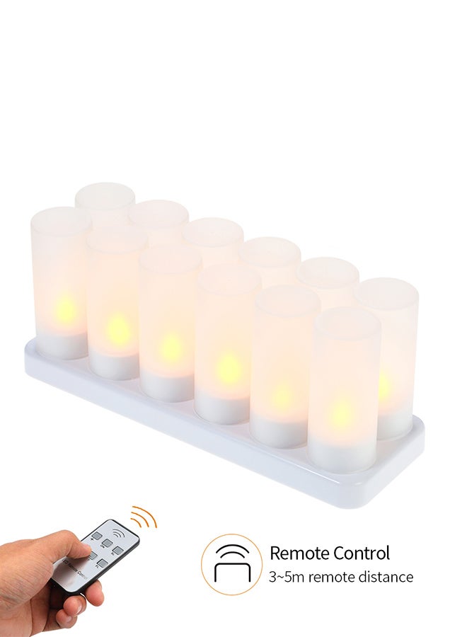 مصابيح LED قابلة لإعادة الشحن بتصميم كؤوس مصنفرة مكونة من 12 قطعة مع جهاز تحكم عن بعد أبيض 0.84كيلوجرام  - Image 2