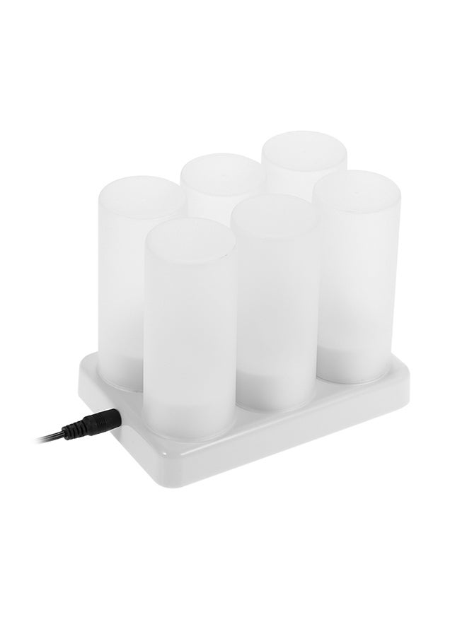 6 Piece Rechargeable LED  Candles Lights With Remote Control Frosted Cups White 0.49kg - Image 1