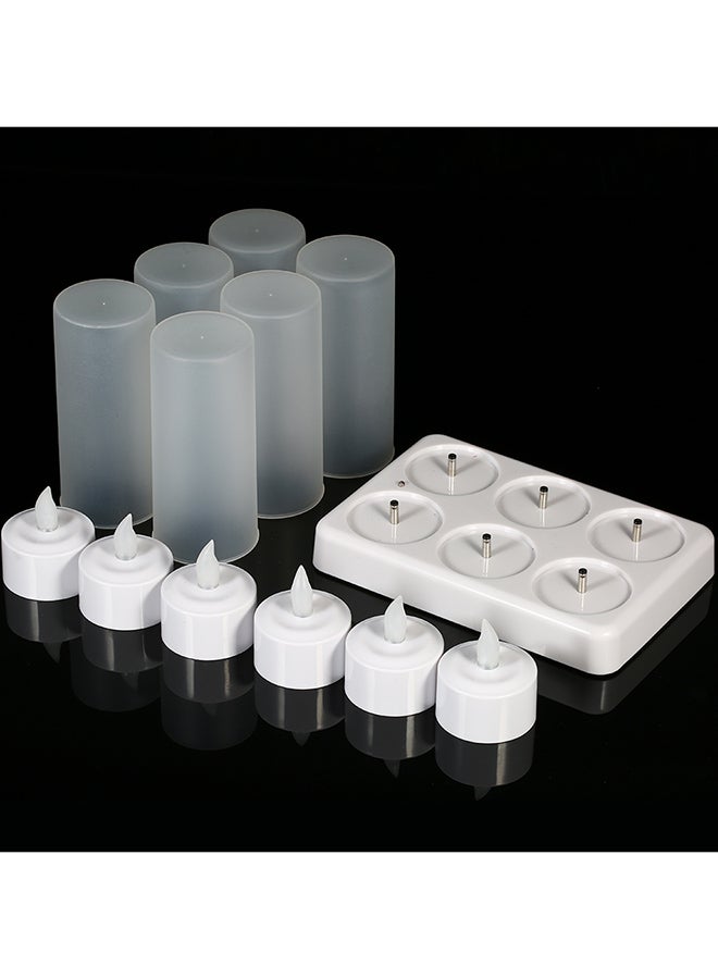 6 Piece Rechargeable LED  Candles Lights With Remote Control Frosted Cups White 0.49kg - Image 2