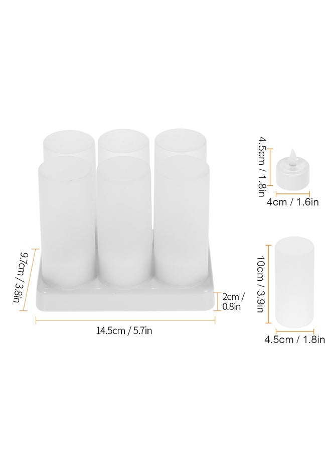 6 Piece Rechargeable LED  Candles Lights With Remote Control Frosted Cups White 0.49kg - Image 3