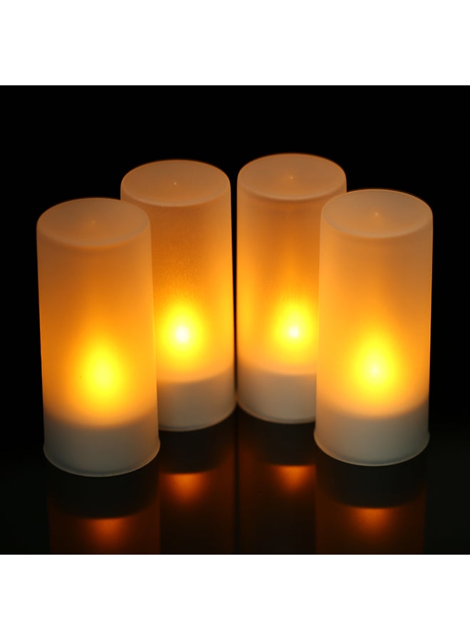 4 Piece Rechargeable LED Candles Lights With Remote Control Frosted Cups White 0.34kg - Image 3