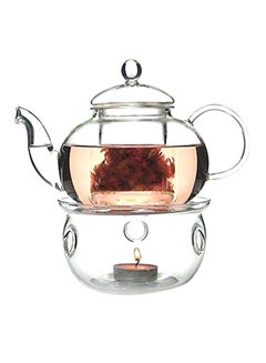 Goldedge Tea Pot Set With Cups And Burner Clear 600ml  - Image 2