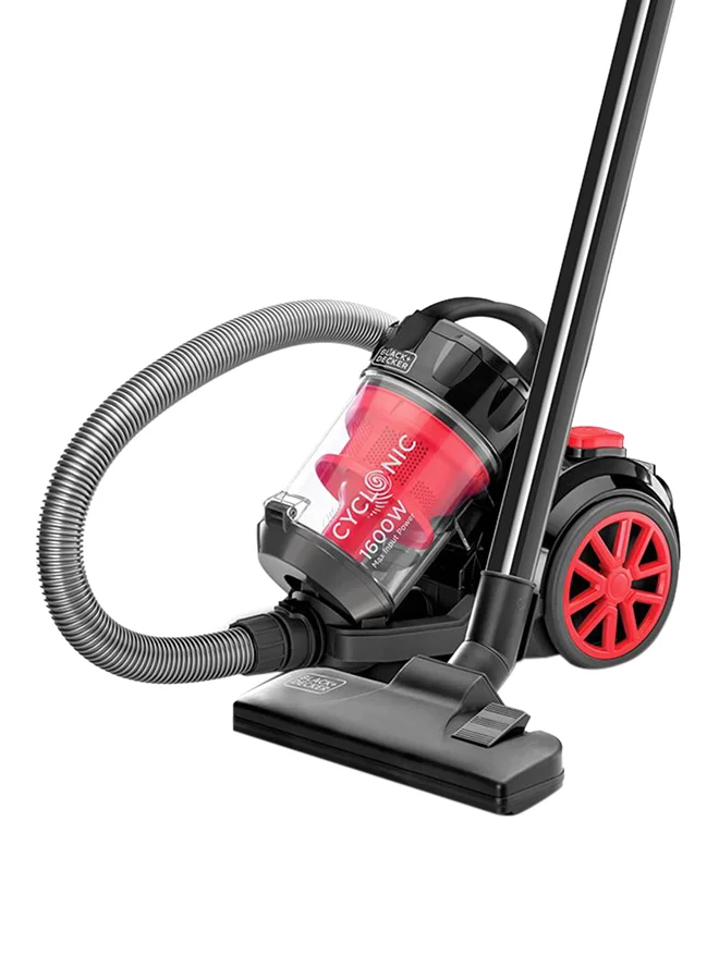 BLACK+DECKER Multi-Cyclonic Bagless Corded Canister Vacuum Cleaner, 20 kPa Suction, 6-Stage HEPA Filtration, 2.5L Capacity, Variable Speed, 5m Cord, Convenient Storage, 2.5 L 1400 W VM1680-B5 Black/Red/Grey