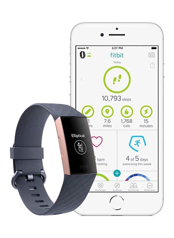 Fitbit Charge 3 Fitness Tracker With Swim Tracking Blue Grey/Rose Gold  - Image 5