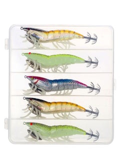 5-Piece Artificial Fishing Lure With Squid Jig Hook Set 12cm