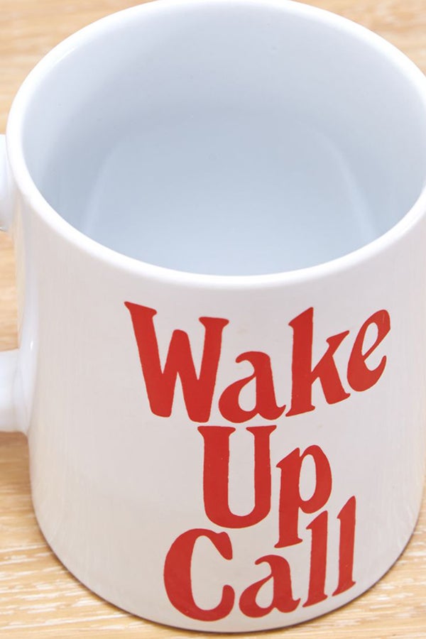 بان دو مج بطبعة عبارة "Wake Up Call" أبيض/أحمر - Image 3