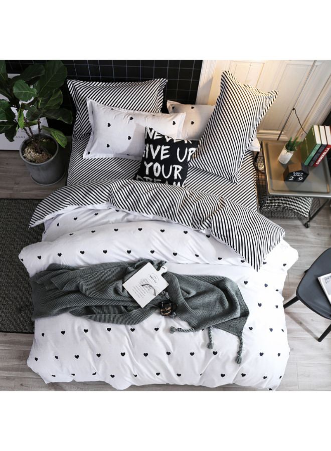Generic 4 Piece Gorgeous Floral Design Duvet Cover Set Cotton Black/White 
