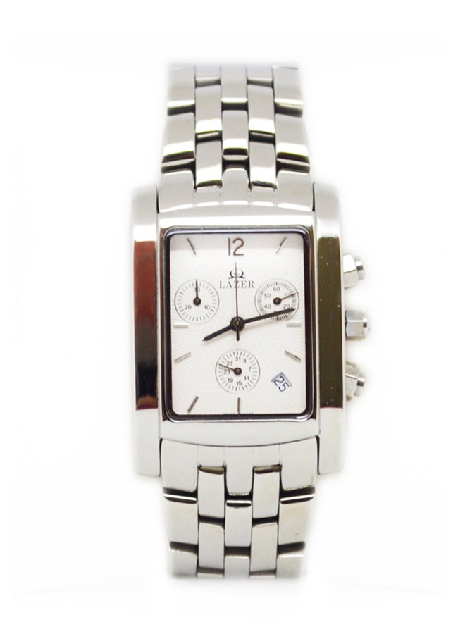 LAZER Men's Stainless Steel Analog Watch 1986-STEEL-WHT - 33 mm - Silver - Image 1
