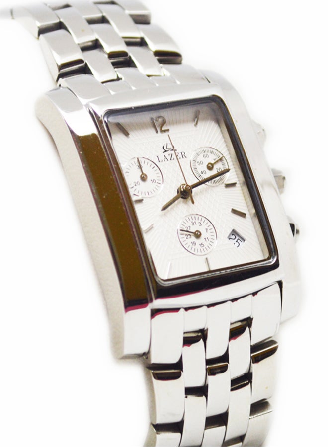 LAZER Men's Stainless Steel Analog Watch 1986-STEEL-WHT - 33 mm - Silver - Image 2
