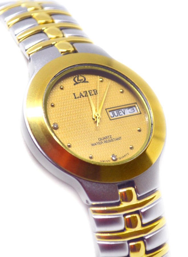 LAZER 22K Gold Plated Analog Watch - 33 mm - Gold/Silver - Image 2