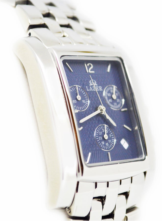 LAZER men Stainless Steel Analog Watch 1986-STEEL-BLU - 33 mm - Silver - Image 2
