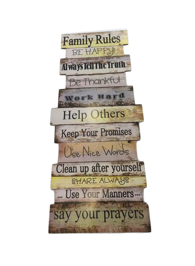 إيست ليدي لافتة للتعليق على الحائط بعنوان "Family Rules" متعدد الألوان 35 x 0.8 x 80سم 