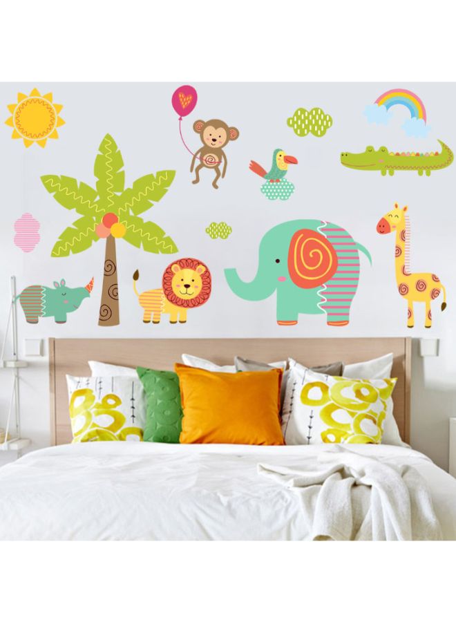 Waterproof Palm Tree Jungle Animal Wall Sticker Multicolour 100 x 55cm - Image 1