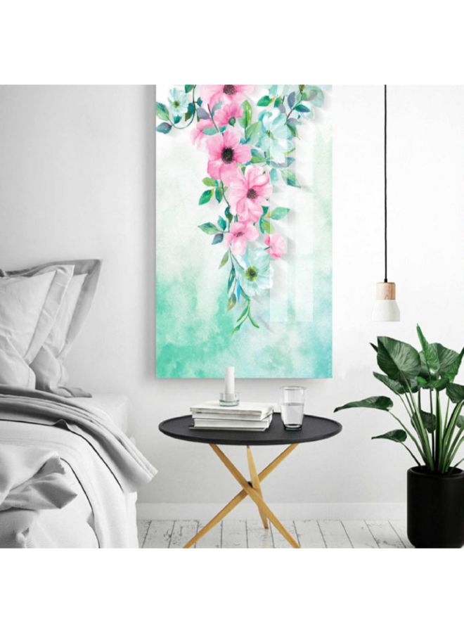 لوحة فنية جدارية لتزيين المنزل صغيرة الحجم أخضر/أبيض/وردي 30 x 40سم - Image 2