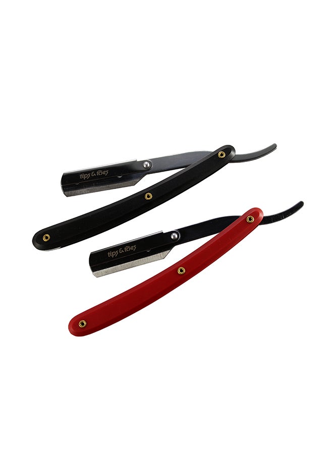 Tips & Toes 2-Piece Professional Straight Razor Shaving Set Red/Black 12cm  - Image 1