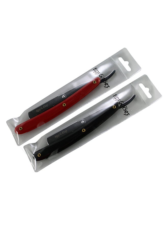 Tips & Toes 2-Piece Professional Straight Razor Shaving Set Red/Black 12cm  - Image 2