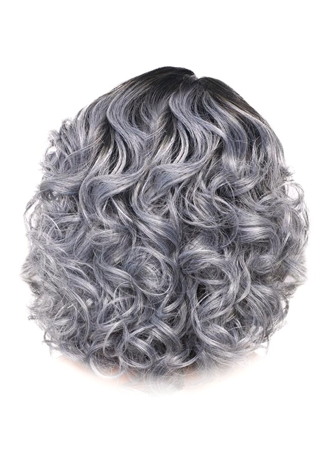 شاربدو شعر مستعار صناعي مموج وقصير رمادي 38سم - Image 1