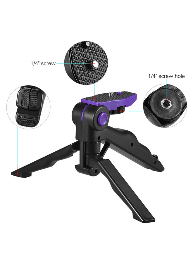 Generic Handheld Grip Stabilizer Tripod Stand Black/Purple  - Image 4