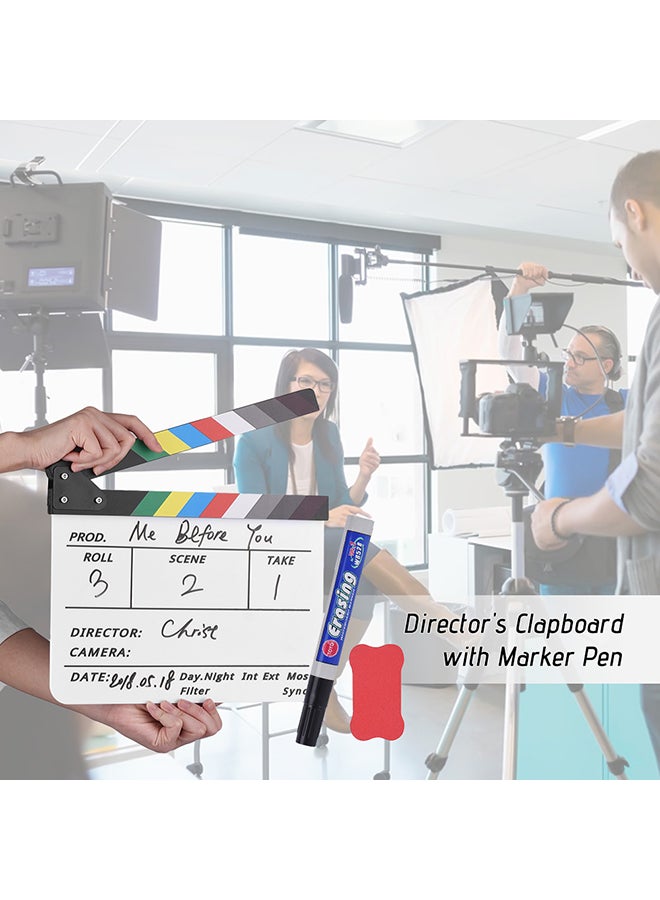 Generic Cut Action Scene Clapper Board Slate With Marker Pen Eraser White/Black  - Image 3