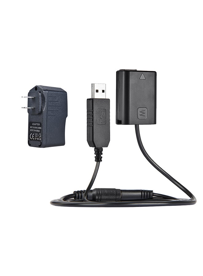 ANDOER - NP-FW50 Dummy Battery With Power Adapter Cable And Power Plug Replacement Black - Image 1