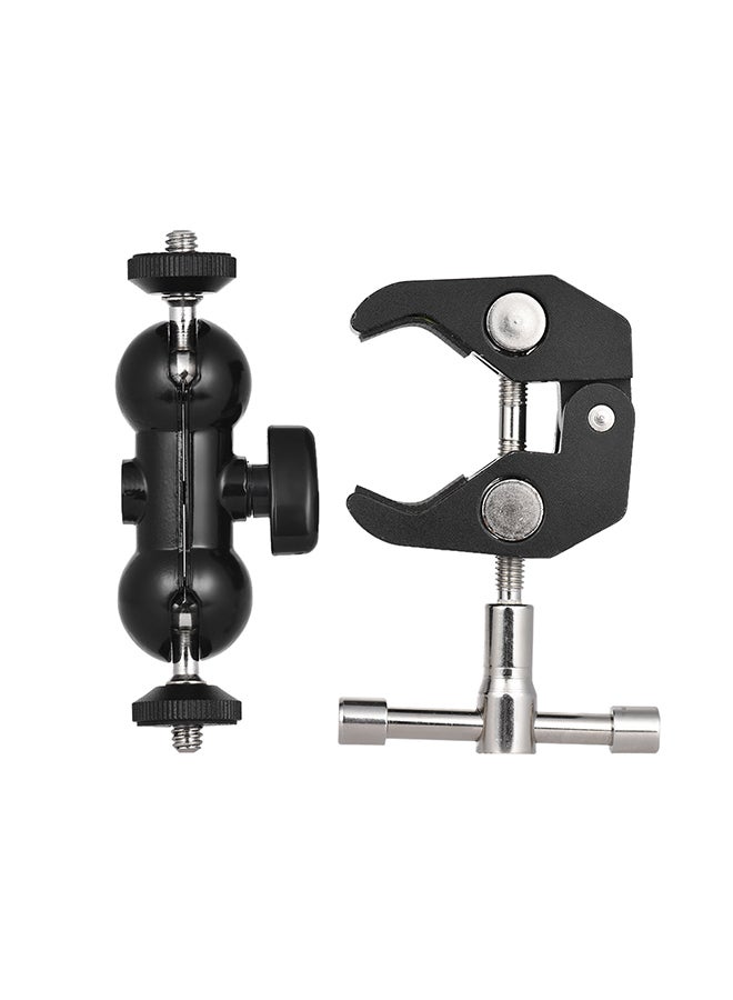 Dual Ballhead Arm Super Clamp Mount Black/Grey  - Image 2
