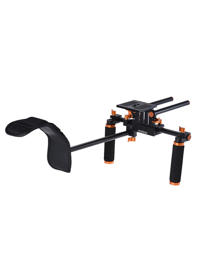 ANDOER DSLR Camera Camcorder Shoulder Rig Handheld Stabilizer Black/Orange  - Image 2
