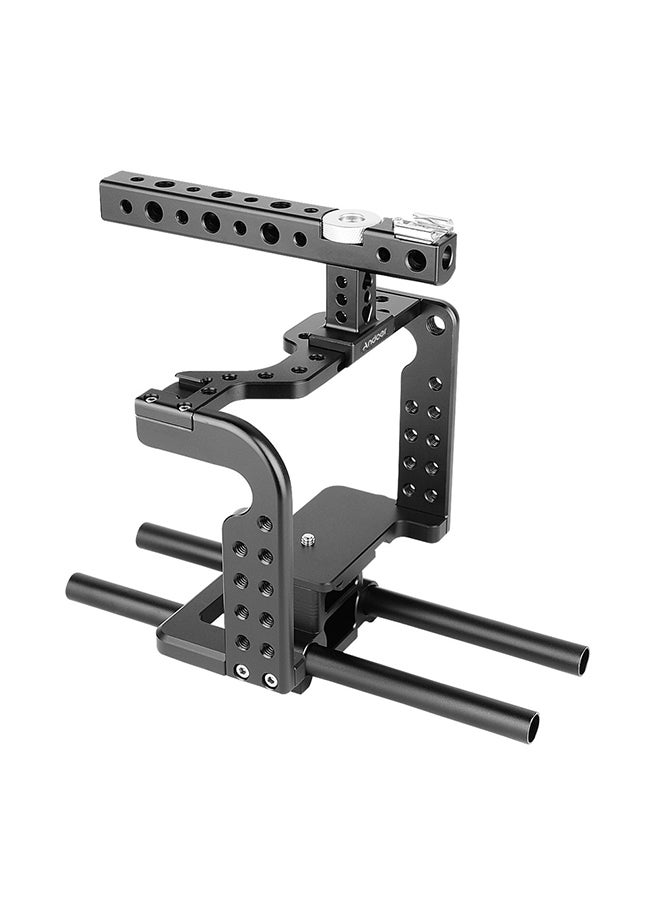 ANDOER Video Camera Cage Rig Stabilizer With Top Handle Baseplate For Panasonic GH5/GH4 Black  - Image 1