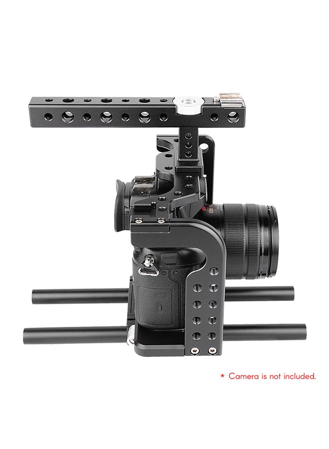 ANDOER Video Camera Cage Rig Stabilizer With Top Handle Baseplate For Panasonic GH5/GH4 Black  - Image 2