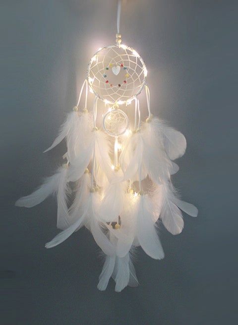 Feather Dream Catcher With LED Light White 70grams