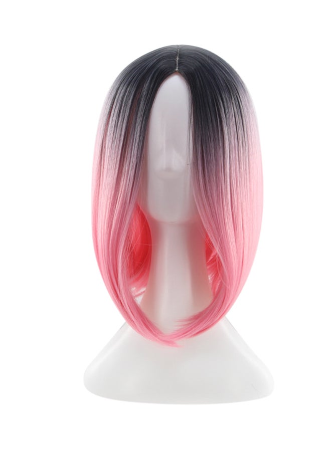 Generic Short Hair Wig Black/Pink 45cm  - Image 1