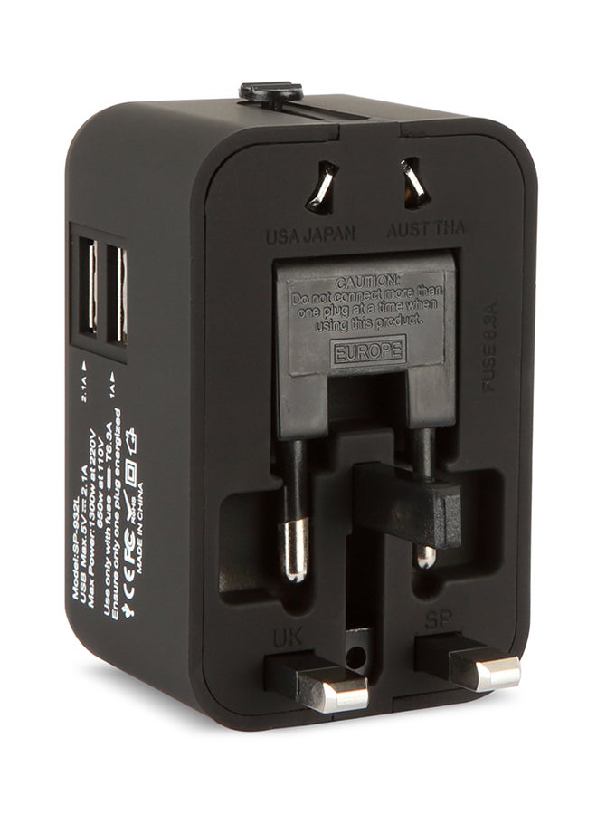 TRX Universal Travel Adapter With Surge Protector And Plug Lock System White - Image 2