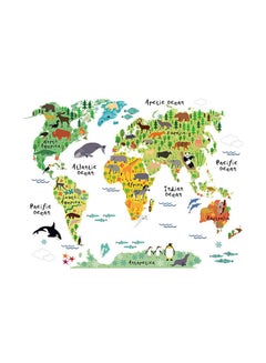 Bluelans Colorful Animal World Map Wall Sticker Multicolor 95 x 73cm  - Image 1
