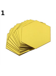 Bluelans 12-Piece Mirror Hexagon Removable Acrylic Wall Stickers Gold 80X70X40centimeter  - Image 1