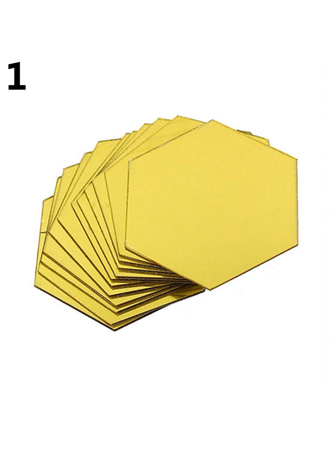 بلولانز ملصقات جدارية مصنوعة من الأكريليك قابلة للفصل بأشكال سداسية عاكسة مكونة من 12 قطعة ذهبي 80X70X40Ø³Ù†ØªÙŠÙ…ØªØ± - Image 1
