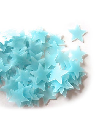 100-Piece Bedroom Fluorescent 3D Glow Luminous Stars Wall Stickers Lake Blue - v1557829568/N25242666A_1