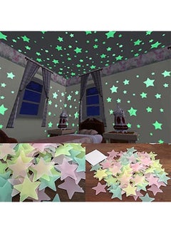 100-Piece 3D Glow in the Dark Stars Ceiling Wall Stickers Multicolour 3centimeter - v1557829582/N25242700A_2