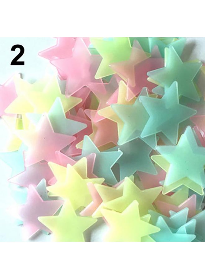 بلولانز 100 قطعة ملصقات بنمط نجوم مضيئة في الظلام للجدران والأسقف متعدد الألوان - Image 1