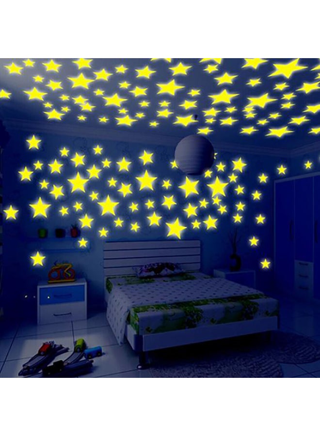 بلولانز 100 قطعة ملصقات بنمط نجوم مضيئة في الظلام للجدران والأسقف متعدد الألوان - Image 2