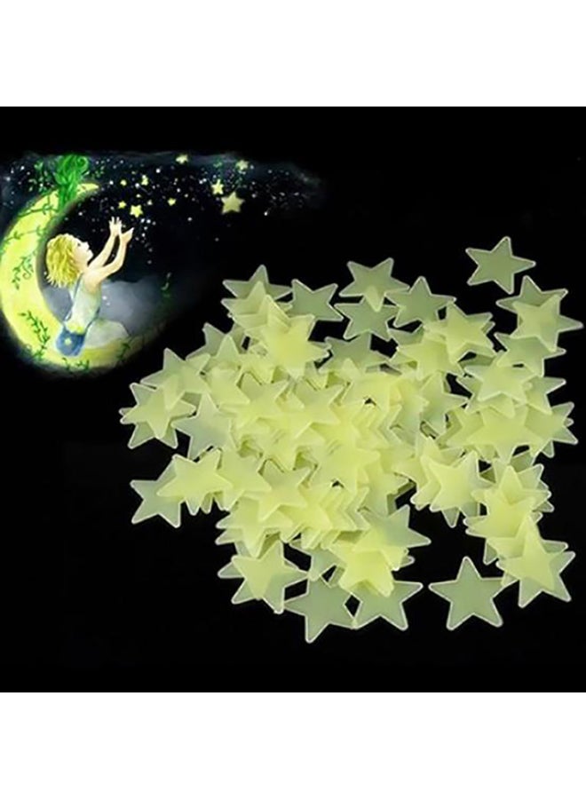 بلولانز 100 قطعة ملصقات بنمط نجوم مضيئة في الظلام للجدران والأسقف وردي - Image 4