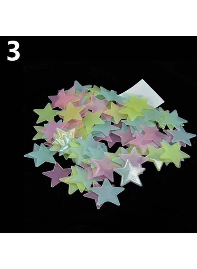 بلولانز 100 قطعة ملصقات للجدران والأسقف بشكل نجوم مجسمة تضئ في الظلام متعدد الألوان - Image 1