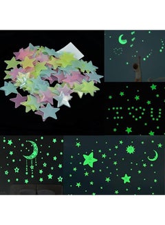 100-Piece 3D Stars Glow In The Dark Ceiling Wall Stickers Pink - v1557829618/N25242777A_2