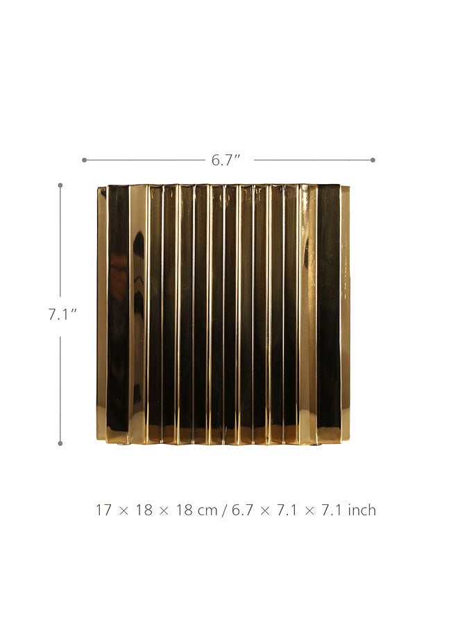 TOOARTS Wave Pattern Rustic Style Square Flower Pot Gold 1558grams - Image 2