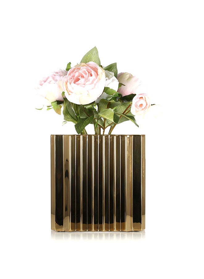 TOOARTS Wave Pattern Rustic Style Square Flower Pot Gold 1558grams - Image 3