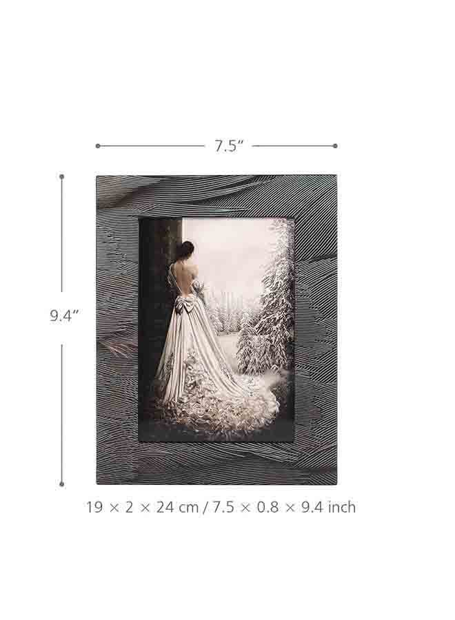 TOOARTS Photo Frame With Plume Texture Grey 7.5 X 0.8 X 9.4inch  - Image 2