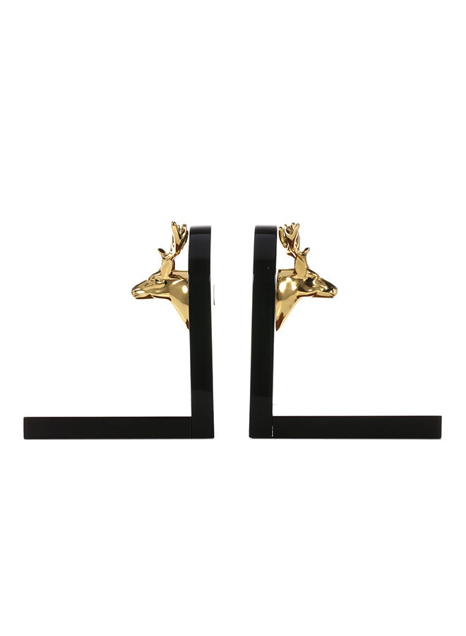 TOOARTS Decorativewth Golden Deer Head Art Bookends Gold - Image 1