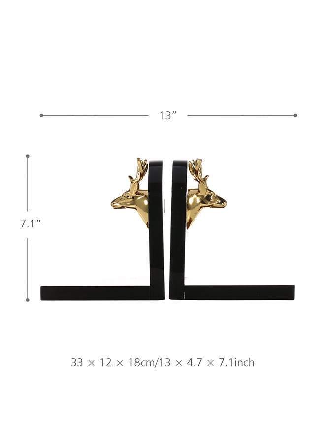 TOOARTS Decorativewth Golden Deer Head Art Bookends Gold - Image 2